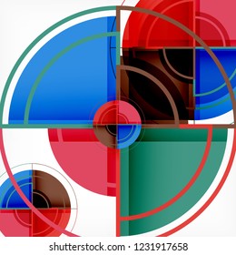 Creative circles geometric abstract background with 3d effect, vector trendy template
