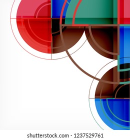 Creative circles geometric abstract background with 3d effect, vector trendy template