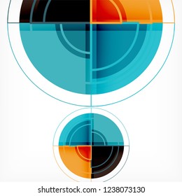 Creative circles geometric abstract background with 3d effect, vector trendy template