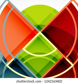 Creative circles geometric abstract background with 3d effect, vector trendy template