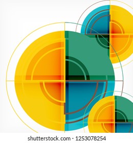 Creative circles geometric abstract background with 3d effect, vector trendy template