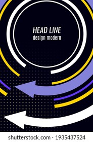 Creative circular arrow with place for text. Vector illustration on a black background. Template for banner design, business concept or web advertising.