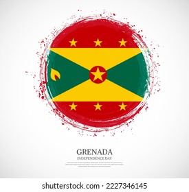 Creative circular grungy shape brush stroke flag of Grenada on a solid background