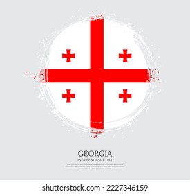 Creative circular grungy shape brush stroke flag of Georgia on a solid background