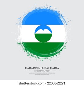 Creative circular grungy shape brush stroke flag of Kabardino-Balkaria on a solid background