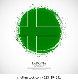 Creative circular grungy shape brush stroke flag of Ladonia on a solid background