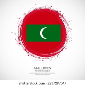 Creative circular grungy shape brush stroke flag of Maldives on a solid background