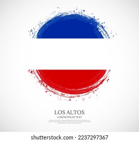 Creative circular grungy shape brush stroke flag of Los Altos on a solid background