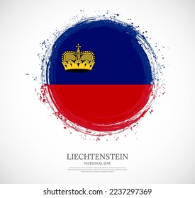 Bandera de broca de brocha de forma circular creativa de Liechtenstein sobre un fondo sólido