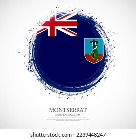 Bandera del pincel de Montserrat con forma circular creativa en un fondo sólido