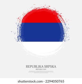 Creativa forma circular gruesa brocha de la bandera de la República Srpska sobre un fondo sólido