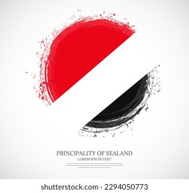 Creative circular grungy shape brush stroke flag of Principality of Sealand on a solid background