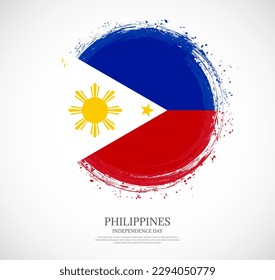 Creative circular grungy shape brush stroke flag of Philippines on a solid background