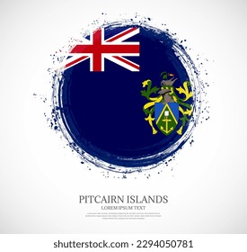 Creative circular grungy shape brush stroke flag of Pitcairn Islands on a solid background