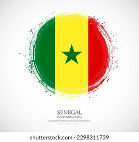 Bandera del trazo de pincel de forma circular creativa en un fondo sólido