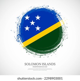 Creative circular grungy shape brush stroke flag of Solomon Islands on a solid background