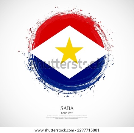 Creative circular grungy shape brush stroke flag of Saba on a solid background