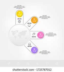 Creative circular infographics with 4 steps, options, labels Vector design template. Can be used for diagram, web, workflow layout, presentations, flow chart, info graph, content. Step by step