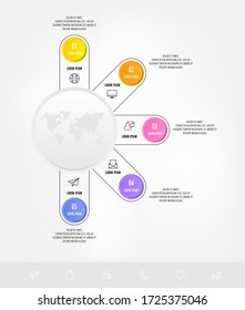 Creative circular infographics with five steps, labels. Vector design template. Can be used for diagram, business, web, workflow layout, presentations, flow chart, timeline, content. Step by step