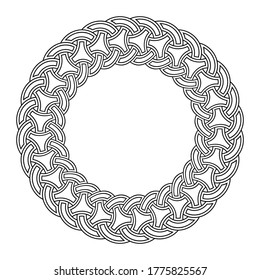 Kreative, kreisförmige Verzierung. Abstraktes Rundmuster, Rahmen. Stilvolle runde Ornamente einzeln auf weißem Hintergrund. Vorlage für Grußkarte, Einladung. Vektormonochrome Illustration.