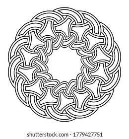 Kreative, kreisförmige Verzierung. Abstraktes Rundmuster, Rahmen. Stilvolle runde Ornamente einzeln auf weißem Hintergrund. Vorlage für Grußkarte, Einladung. Vektormonochrome Illustration.
