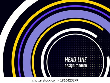 Creative circular lines with place for text. Vector illustration on a black background. Template for banner design, business concept or web advertising.