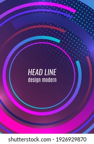 Creative circular lines with place for text. Vibrant gradient colors. Template for banner design, business concept or web advertising. Vector illustration