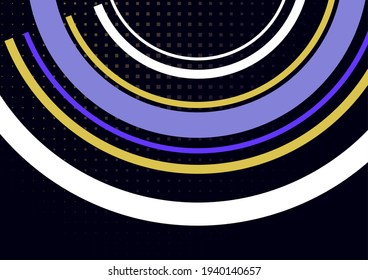 Creative circular lines with place for text. Vector illustration on a black background. Template for banner design, business concept or web advertising.