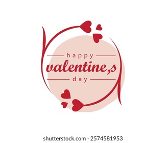 creative circular love flower with the words happy valentine's day inside, logo design template