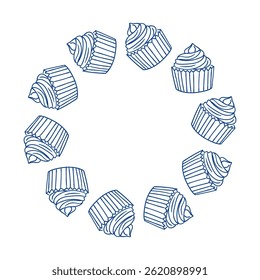 Creative circular pattern featuring ice cream cones in a simple line art style