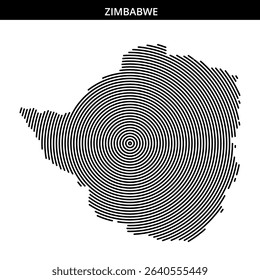 Creative circular pattern illustrates the outline of Zimbabwe.