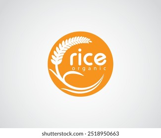 creative circular piece of rice with waving leaves logo design