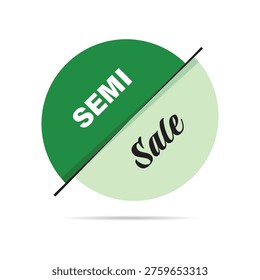 creative circular semi sale discount label in two shades of green for retail marketing promotions