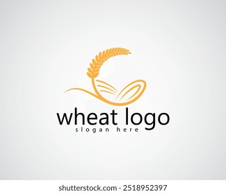 trigo circular criativo com colinas no design do logotipo do meio