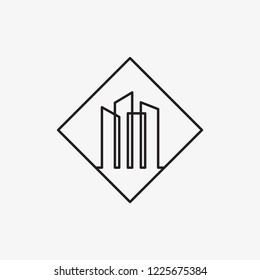 Creative City Smart building logo detailing in white background. Line icon design vector outline illustration template.