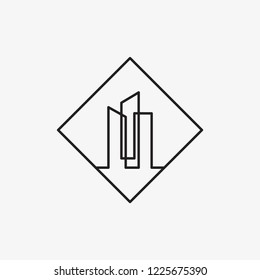 Creative City Smart building logo detailing in white background. Line icon design vector outline illustration template.