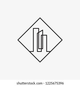 Creative City Smart building logo detailing in white background. Line icon design vector outline illustration template.