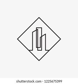 Creative City Smart building logo detailing in white background. Line icon design vector outline illustration template.