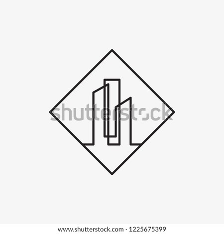 Creative City Smart building logo detailing in white background. Line icon design vector outline illustration template.