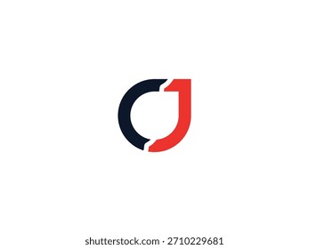 Creative CJ Logo. CJ-Design. Schwarzer und roter JC-Buchstabe. Logo-Design für JC-Buchstaben