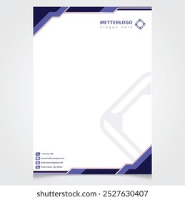 Creative and Clean blue business Letterhead design template. Letter head stationery design.eps #letterhead blue