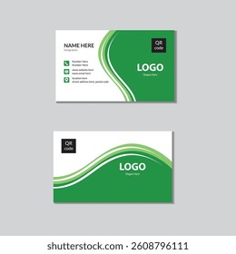 creative and clean business card design template , white and green color .