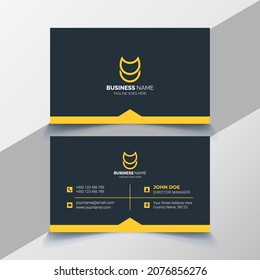 Creative and clean business card with flat design vector template yellow color
