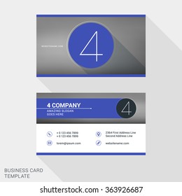 Creative and Clean Business Card or Name Badge Template. Logotype Number 4. Flat Design Vector Illustration. Stationery Design