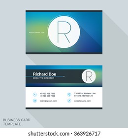 Creative and Clean Business Card or Name Badge Template. Logotype Letter R. Flat Design Vector Illustration. Stationery Design