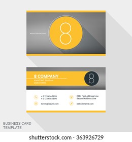 Creative and Clean Business Card or Name Badge Template. Logotype Number 8. Flat Design Vector Illustration. Stationery Design