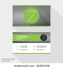 Creative and Clean Business Card or Name Badge Template. Logotype Number 7. Flat Design Vector Illustration. Stationery Design