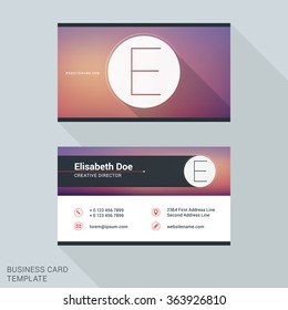 Creative and Clean Business Card or Name Badge Template. Logotype Letter E. Flat Design Vector Illustration. Stationery Design