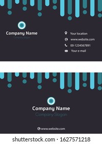 
Creative and clean business card template with blue and green logo and strips, flat design with place for your own text.Flat Design, Vector Illustration.

