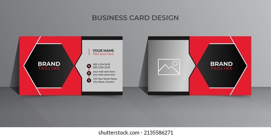Creative and clean business card template design in red color